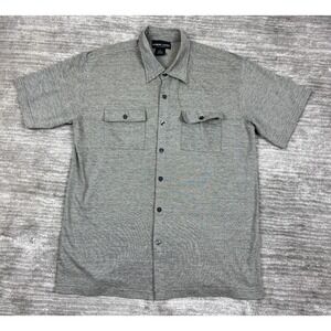 Robert Louis Shirt Mens Large Gray Pockets Button‎ Up Short Sleeve Collared
